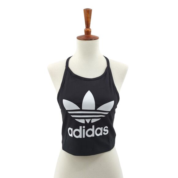 adidas Tops - Adidas Women L Originals Trefoil Cropped Tank Top Black Halter DV2562 NEW